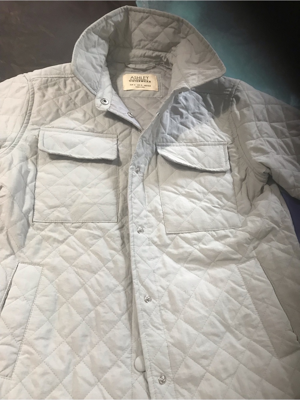 Ashley By 26 International Light Gray Quilted Shirt Jacket